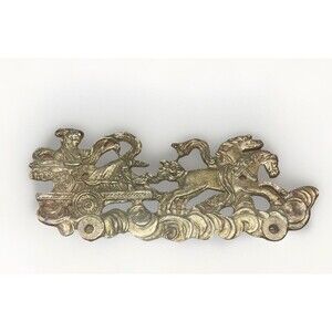 Vintage Signed James Papalia Knight On Chariot 1960s Brass Wall Hanging /Plaque
